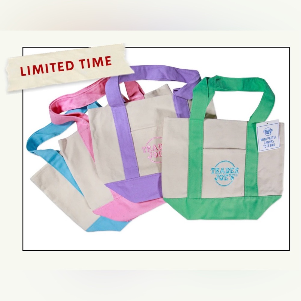 Trader Joe’s Limited Edition Spring 🌷Mini Mint Green Canvas Tote Bag - Picture 7 of 7